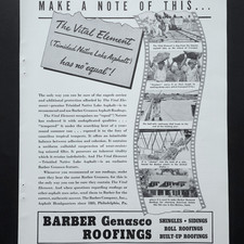 Barber Genasco Tejas Asfalto Tejas Revestimiento Rollo Techo 1938 De Colección Anuncio Impreso
