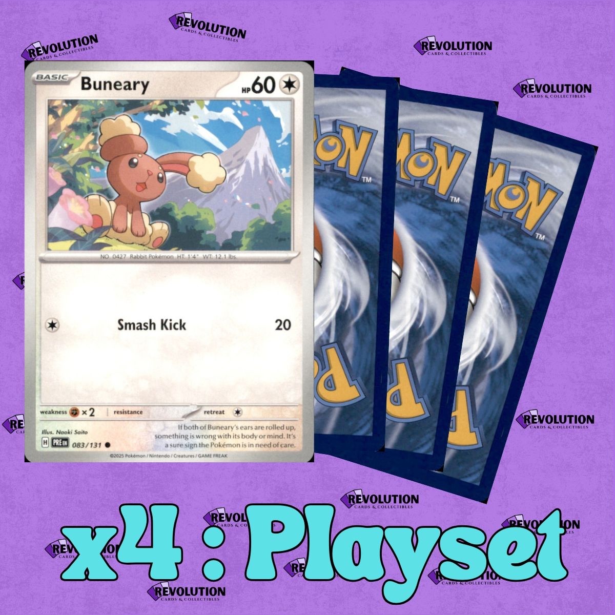 4x Playset Pokemon TCG NM Buneary 83/131