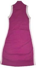 Bebe Sport VTG Y2K Pink White Ribbed Bodycon Mock Neck Barbiecore Dress SZ.XS