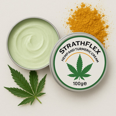 StrathFlex Hanf & Kurkuma Massagecreme schnell wirkende Gelenkschmerzlinderung - 100g