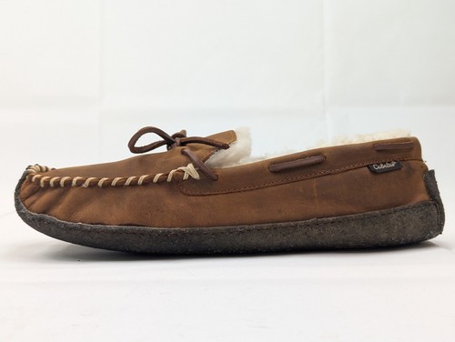 Cabelas Leather Shearling Lined Boat Lace Moccasin w Crepe Sole, Men 11 M, Brown - Picture 11 of 16