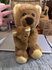 Vintage Dakin 14  Mama  Baby Brown Bear with Tags 1988 Stuffed Animal Plush