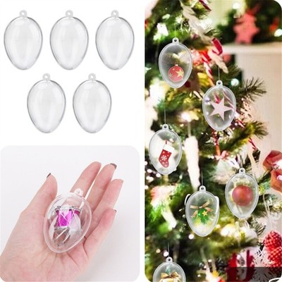5PCS Egg-shaped Transparent Ball Plastic Christmas Balls Baubles Sphere Fillable