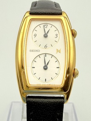 Seiko Noie 1E20-3A00 Vintage Dual Time Quartz Womens Gold Watch