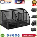 Efficient Mesh Pen Holder and Organizer – Tabletop Style in Black 9.1" x 5.9"