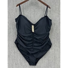 J Crew Swimsuit Womens Plus Size 24 Black One Piece Ruched Built In Bra NWT