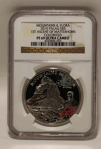 2015 Mountains & Flora 1st Ascent Of Matterhorn NGC PF69 UCAM Palau $5 