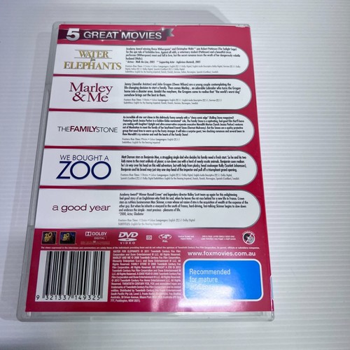 5 Great Movies DVDs New Sealed Region 4 Water For Elephants The Family Stone - Picture 5 of 5