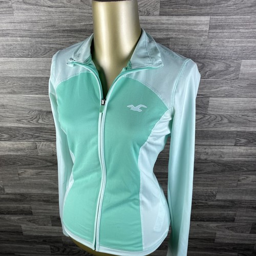 Chaqueta deportiva HOLLISTER deportiva con cremallera completa elástica verde menta para mujer talla pequeña - Imagen 2 de 11