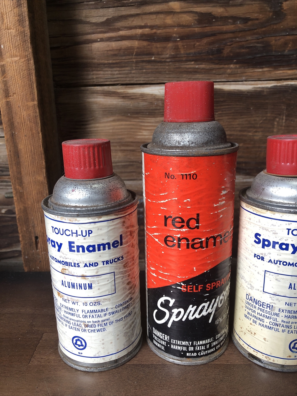 Vintage Sprayon Paper Label Spray Paint Can Red Aluminum Enamel