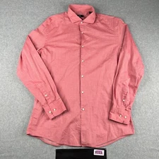 Hugo Boss Slim Fit Shirt 16 Red Casual Dots Button Up Long Sleeve Mens