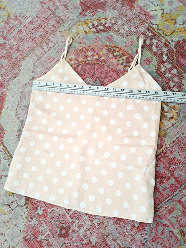L'AGENCE Pink White Polka Dot Jane Spaghetti Strap Camisole Top Small SILK NWT - Picture 6 of 8