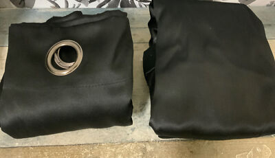  Sun Zero Solid Black Blackout Grommet Curtain Panels (104x84)   2 Lot 