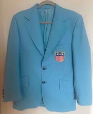 Vintage 70's Sears Men's Store The Traveller Knit Men's Blue Blazer USA Patch