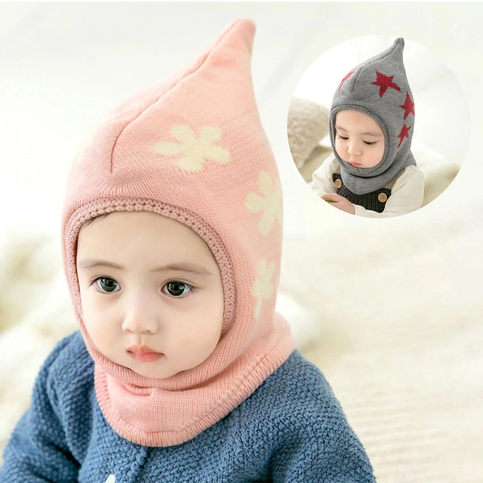 VIVI IDEE Schlupfmütze Baby Jungen Mädchen Wintermütze Strickmütze Balaclava 3-18 Monaten