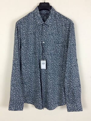 $248 NWT New John Varvatos Collection Patterned Long-Sleeve Button-Up Shirt M