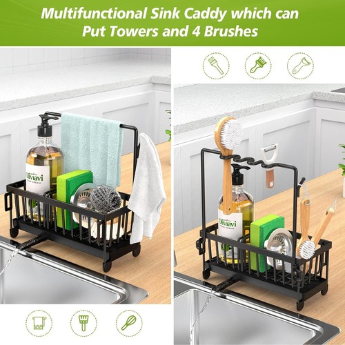 Kitchen Sink Caddy Rustproof 304 Stainless Steel Sponge Holder for Kitchen Sink - Picture 3 of 11