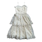 VTG 80s Dress Tiered Sleeveless Lace Cottagecore Prairie Boho Floral Prom SZ 7/8