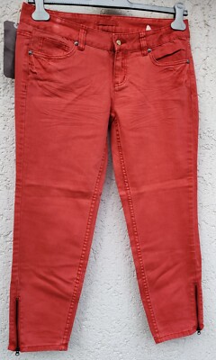 Tom Tailor denim jeans size 31 rust orange with side bottom zip new!