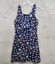 Bershka Mini Sheath Dress Women's Medium Navy Floral Cotton Stretch Scoop Neck