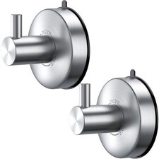 Suction Cup Hooks for Shower Set of 2 Brushed Nickel Towel Hooks for Bathrooms S