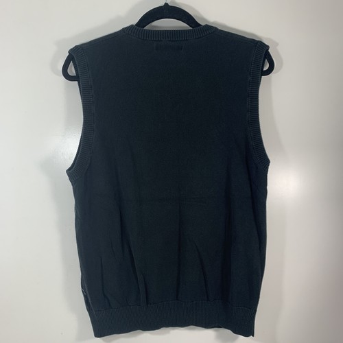 EXPRESS Design Studio Mens Argyle V Neck Merino Wool Sweater Vest ‘Black’ Sz - M - Picture 2 of 4