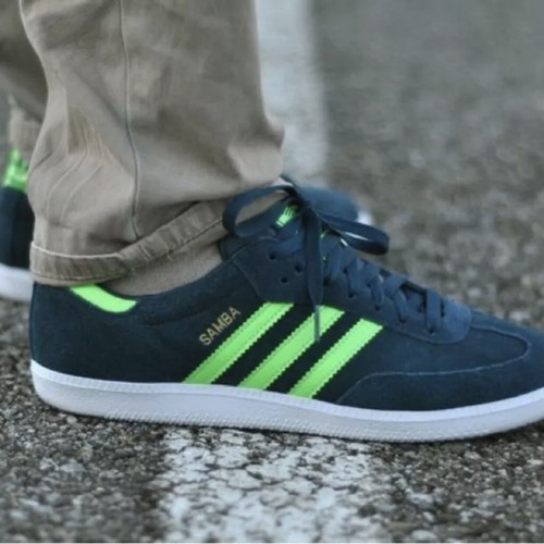 Adidas Originals Samba Mens 9 Blue Suede Q20603 Deep Petrol Green Zest 2013 RARE