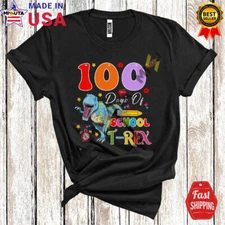 100 Days Of School Flamingo, Of School Flowers T-Rex, Students Teacher T-Shirt