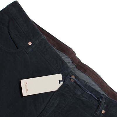 Zanella NWT 5 Pocket Jean Cut Pants Size 38 US Martin In Solid Blue Cotton Blend