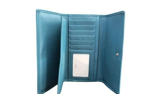 New Coach Leatherware Turquoise Soft Leather Legacy Check Book Wallet with Tag