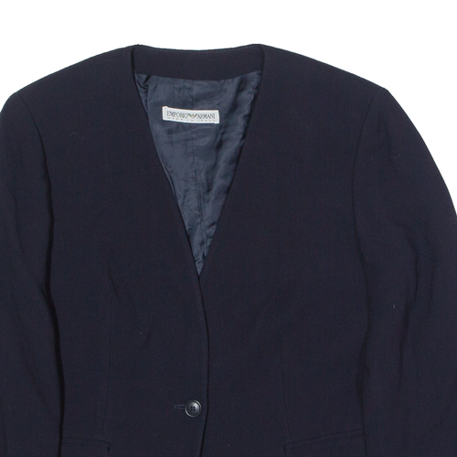 EMPORIO ARMANI Womens Blazer Jacket Black Wool UK 14 - Picture 2 of 6