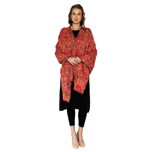 New Women's Kashmiri Kani Woven Wool Shawl Stole Scarf Wrap - Picture 4 of 5