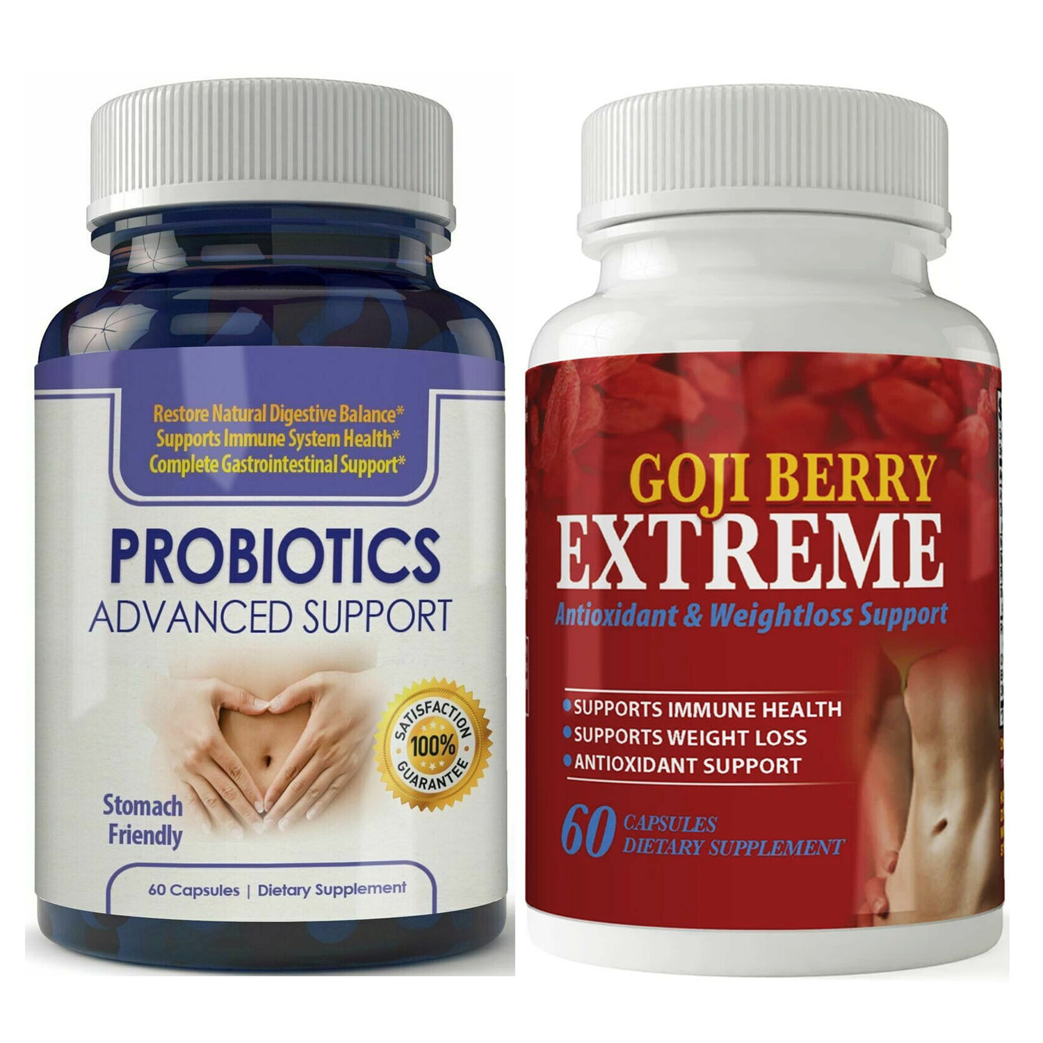 Probiotics Immune Health Supplement & Goji Berry Weight Loss Fat Burner Pills