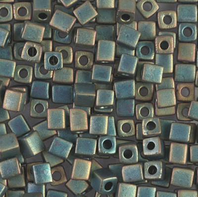Miyuki 4mm Cube Beads - Matte Metallic Patina Iris
