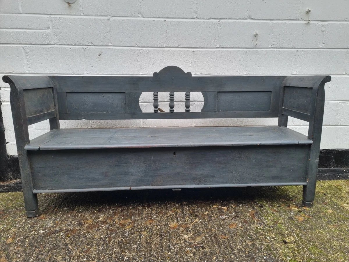 ORIGINAL BEAUTIFUL GREY FARMHOUSE VINTAGE BENCH FROM EAST EUROPE