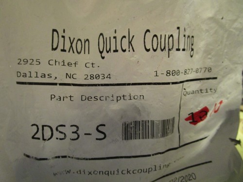 Dixon 2DS3-S Pneumatic Quick Disconnect Coupling D-Series 3/8" x 1/4" QTY 10 - Picture 3 of 3