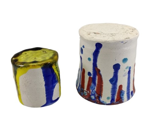 2 x Drip Glaze Cups Planters Studio Art Pottery - Picture 9 of 12