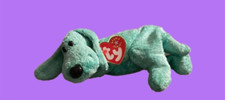   Baby Plush Diddley Beanie Dog Aqua 2001 w/tags and Neck Tie Collar Retired
