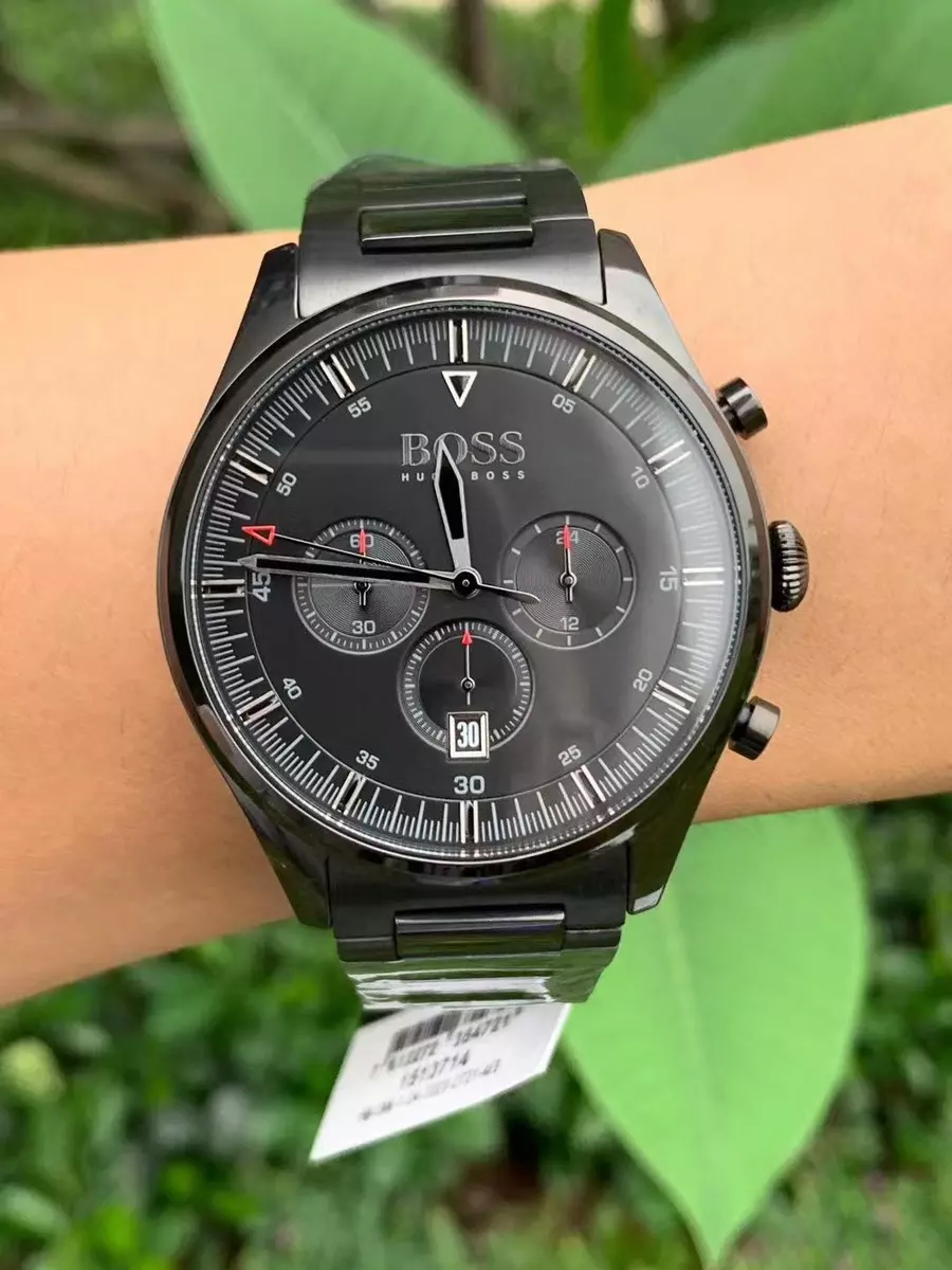 new hugo boss 1513714 pioneer black ss chronograph watch eBay