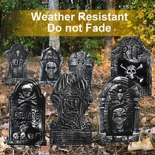Halloween Decorations Foam RIP Tombstones Graveyard Headstone with Plastic Stake