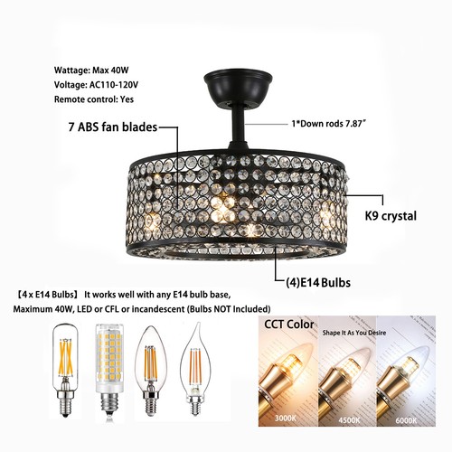 Vintage Ceiling Fan Light Industrial Cage Farmhouse Chandelier Lighting 40W US - Picture 21 of 27