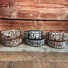 Men's WESTERN COWBOY Belt Michoacan Laser Embroidered Cinto Vaquero Michoacan