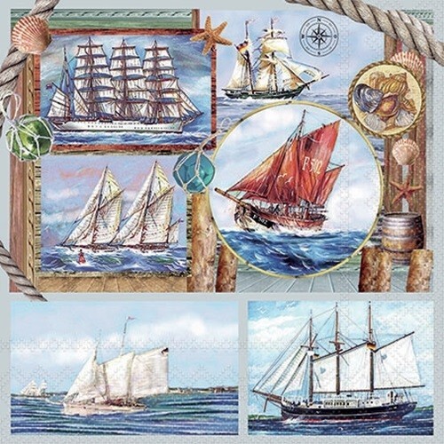 4 x COCKTAIL Napkins/25cm/3Ply/Decoupage/Sea/Ocean/Ship/Boats/Sailing Ships