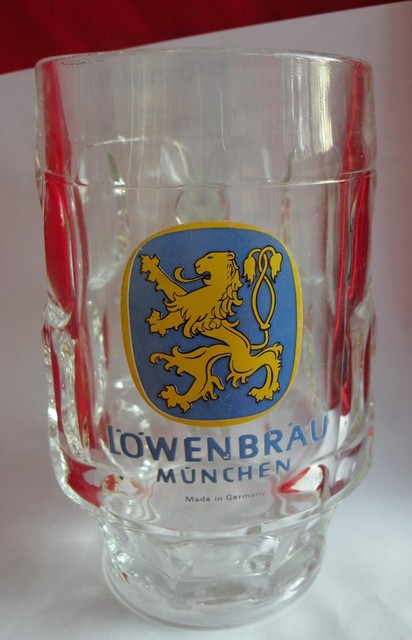 lowenbrau stein glass