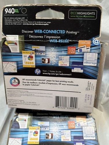 HP - Officejet 940XL Ink Cartridge - Black Factory Sealed (2) August 2016 - Picture 4 of 5