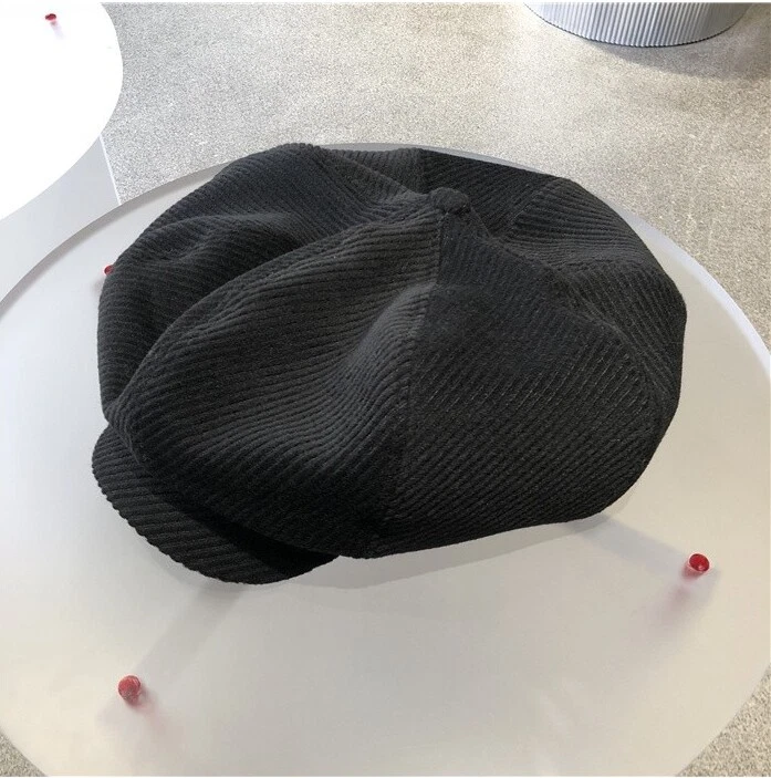 Dama Sombrero Gorra Boina Algodón Newsboy Gatsby Plano De Gran Tamaño Gótico Informal Sombreros Negros Foto 3 de 4