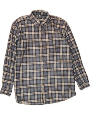 ANGELO LITRICO Mens Flannel Shirt Size 43/44 XL Blue Check Polyester AO01