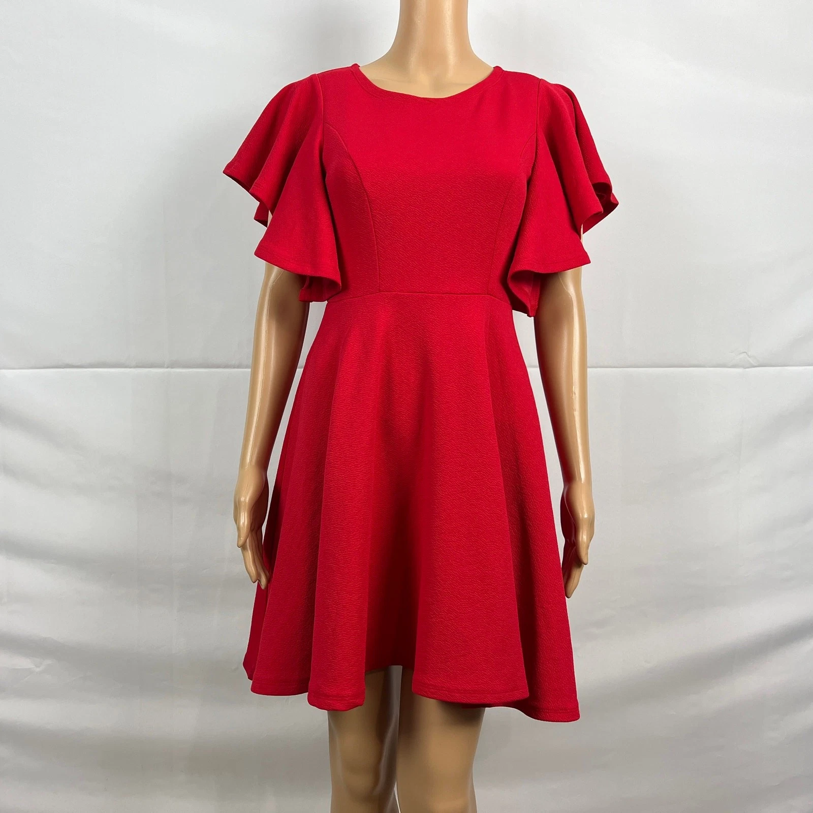 VETEMENTS Abito skater donna MEDIA rosso brillante manica svasata aderente e svasato linea A festa