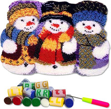 DL-YTG Latch Hook Kits Rug Snowman Crochet Yarn Cushion Colour Pre-Printed Canva
