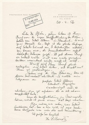 Paul Bonatz (1877-1956) Architekt architect Autograph Brief letter Architektur